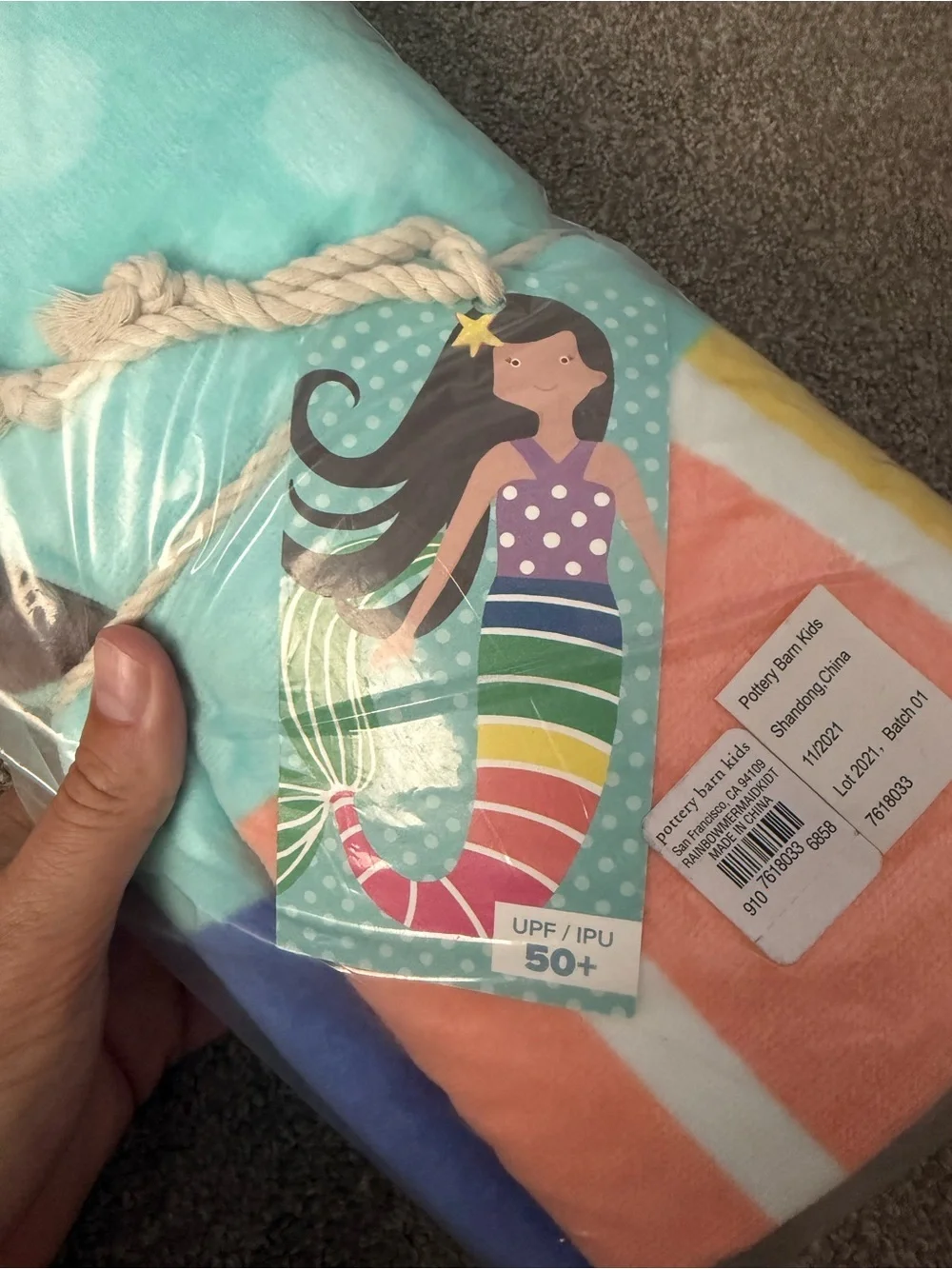Pottery Barn Kids Rainbow Mermaid Beach Towel